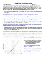 Orbital Period and Orbital Distance Name: Solutions Section: