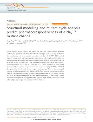 Structural modelling and mutant cycle analysis predict ...