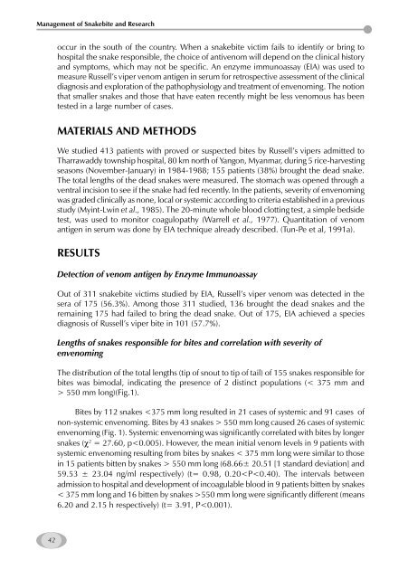 Management of Snakebite and Research Management of Snakebite ...