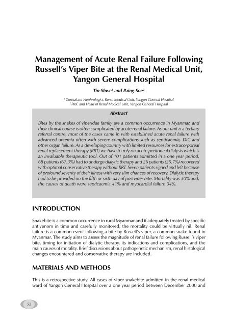 Management of Snakebite and Research Management of Snakebite ...