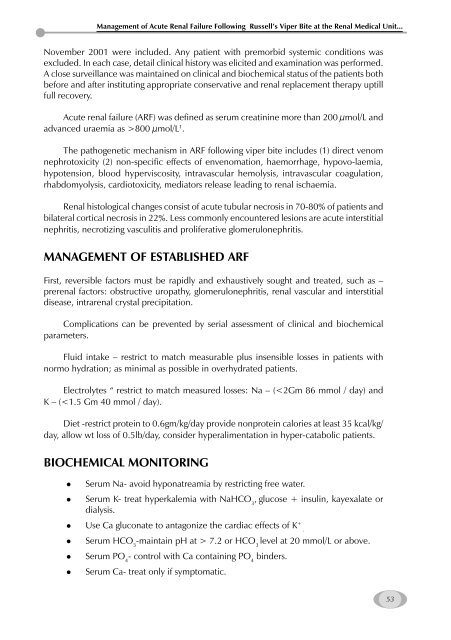 Management of Snakebite and Research Management of Snakebite ...