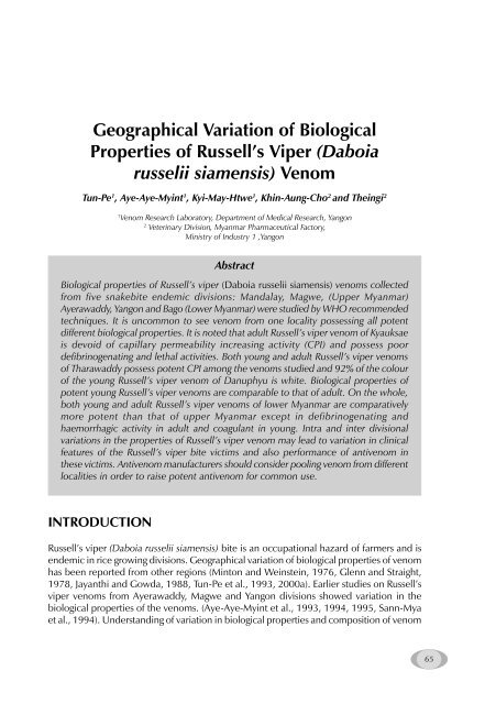 Management of Snakebite and Research Management of Snakebite ...