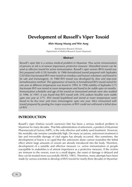 Management of Snakebite and Research Management of Snakebite ...