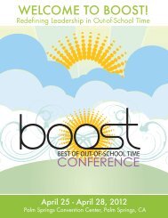 April 28, 2012 - BOOST Best of Out-Of-School Time Conference