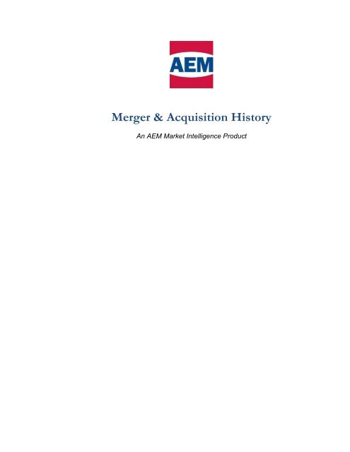 Merger Acquisition History Association Of Equipment Manufacturers