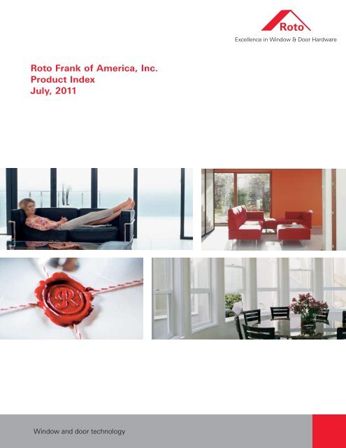 Roto Frank of America, Inc. Product Index July, 2011