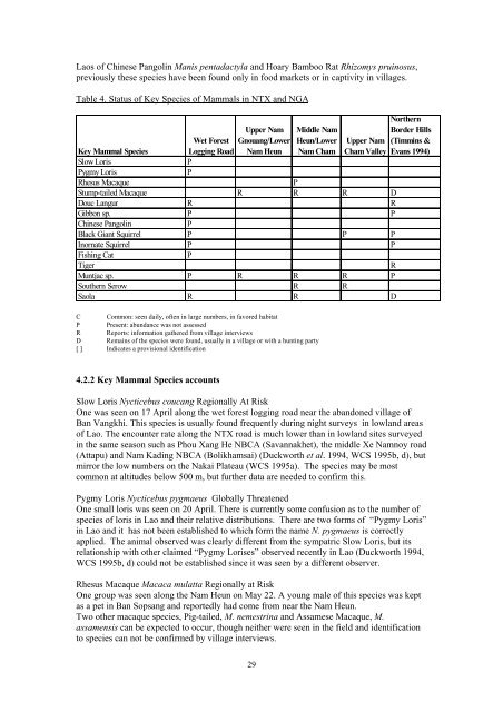 A Preliminary Wildlife and Habitat Survey of the Proposed Northern ...