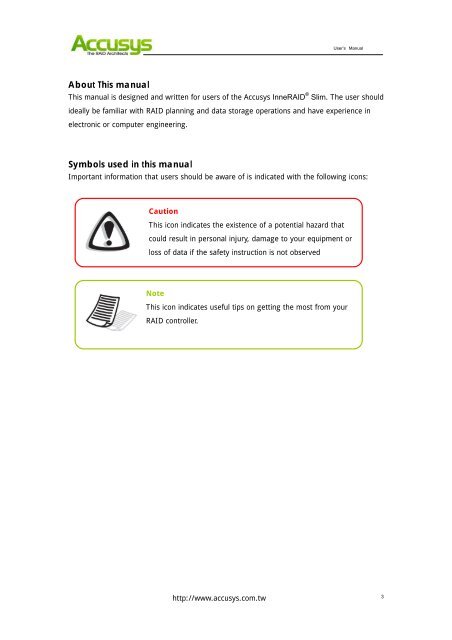 Accusys InneRAID Slim SATA User Manual