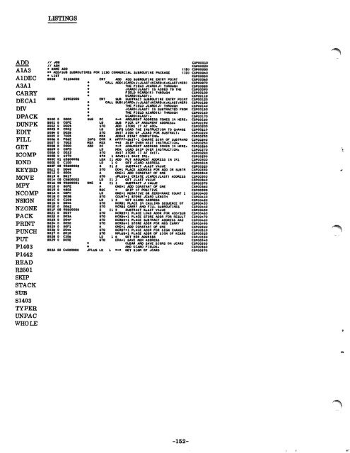 1130 Commercial Subroutine Package - All about the IBM 1130 ...