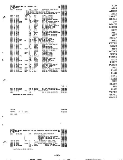 1130 Commercial Subroutine Package - All about the IBM 1130 ...