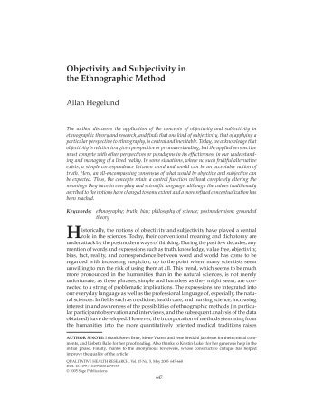 Objectivity and Subjectivity in the Ethnographic Method - STES