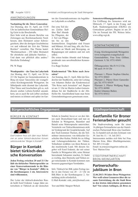 Ausgabe 1/2013 - Weingarten im Blick