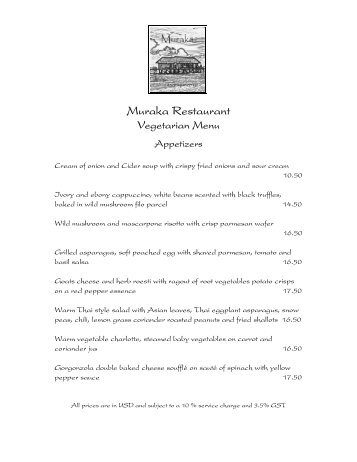 Vegetarian Menu - Mirihi