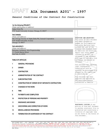 A201 - General Conditions of the Contract for Construction