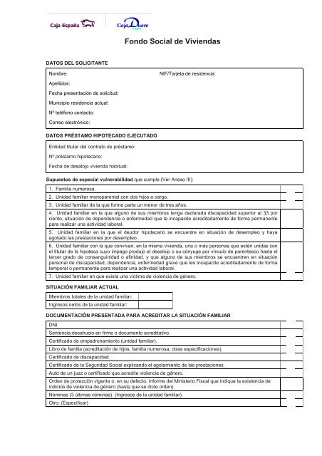Formulario de solicitud - Caja EspaÃ±a-Duero
