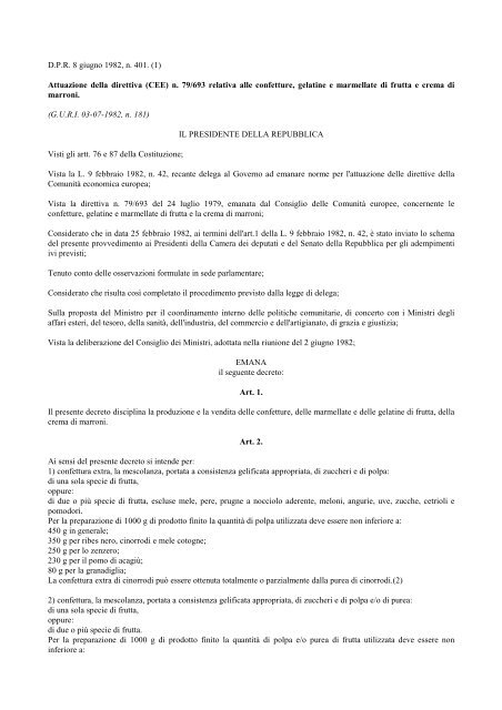 Attuazione della direttiva (CEE) n. 79/693 relativa alle ... - Ismea