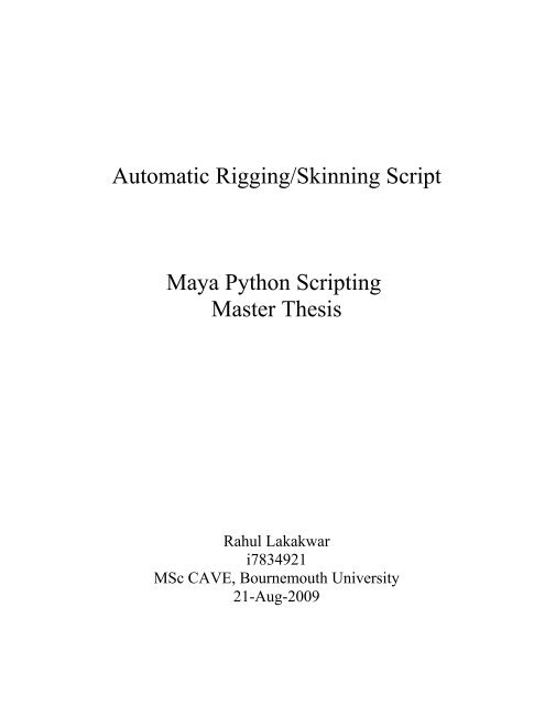 Automatic Rigging/Skinning Script Maya Python Scripting Master ...