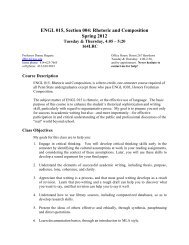 ENGL 015, Section 004: Rhetoric and Composition Spring 2012
