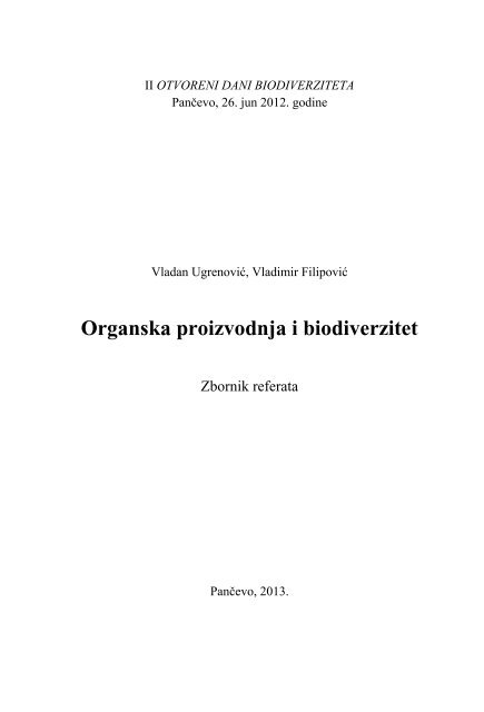 Organska proizvodnja i biodiverzitet - savetodavstvo