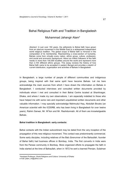 Bahai Religion in Bangladesh - Bangladeshsociology.org