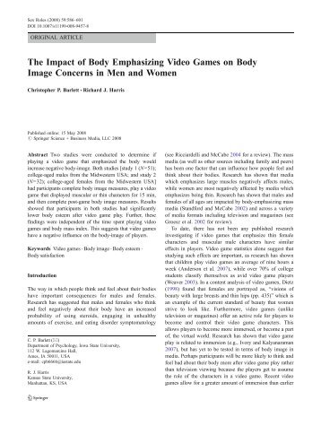 The Impact of Body Emphasizing Video Games on Body Image ...