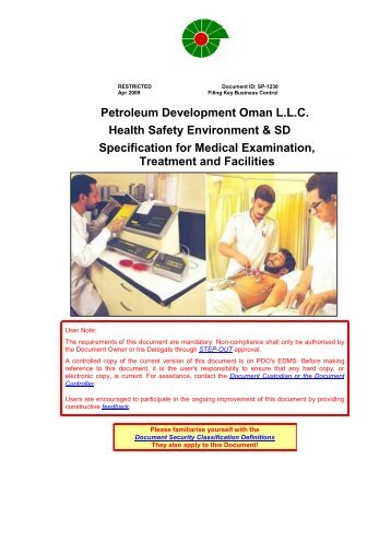 PDO Medical examinations specification SP1230