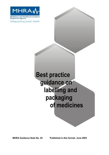 best practice guidance on the labelling and packaging of medicines