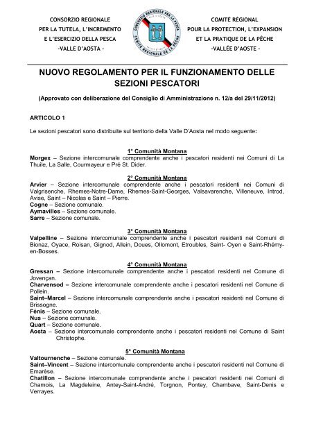 nuovo regolamento sezioni.pdf - Consorzio Pesca Valle D'Aosta