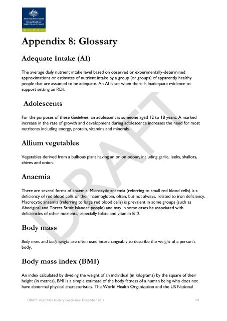 Draft Australian Dietary Guidelines (PDF, 3MB) - Eat For Health