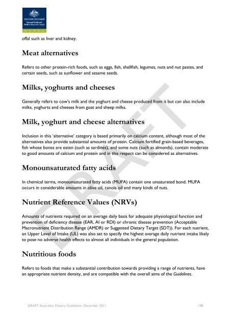 Draft Australian Dietary Guidelines (PDF, 3MB) - Eat For Health