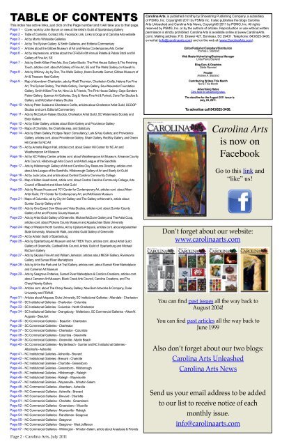 Vol. 15, No. 7 July 2011 - Carolina Arts