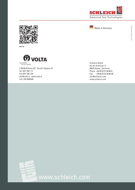 Catalogo Schleich: strumenti per prove su motori - Volta SpA