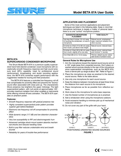 Model BETA 87A User Guide