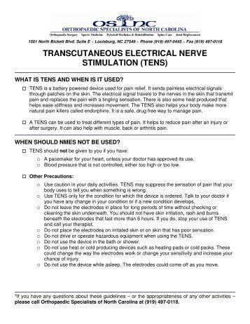 TRANSCUTANEOUS ELECTRICAL NERVE STIMULATION (TENS)