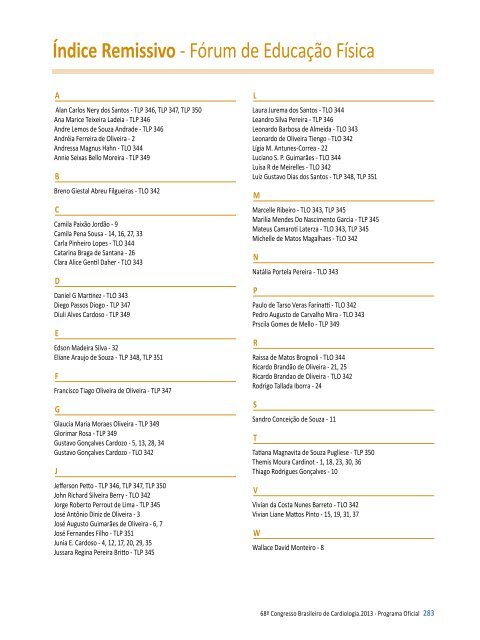 Ãndice Remissivo - 66 Congresso Brasileiro de Cardiologia