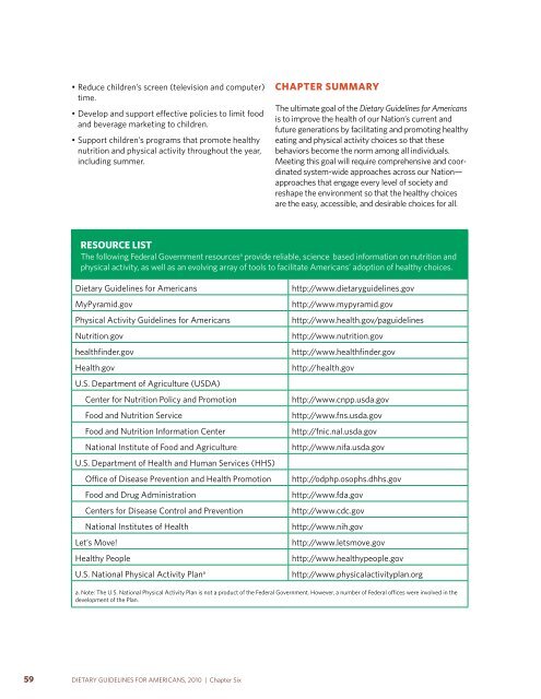 Dietary Guidelines for Americans - SchoolNutritionAndFitness.com