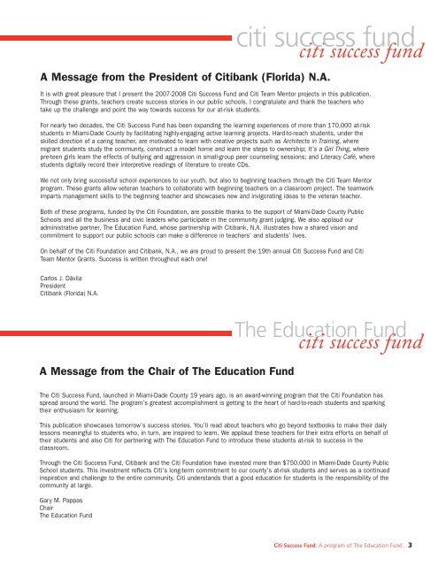 2007-08 Citi Success Fund Award Booklet - The Education Fund