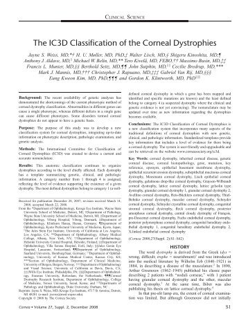 The IC3D Classification of the Corneal Dystrophies - Cornea Society