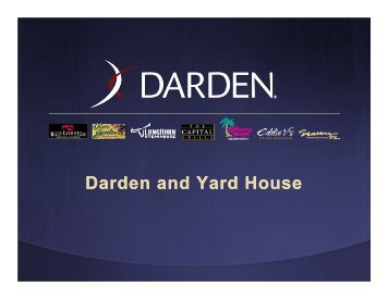 Darden and Yard House - Investors - Darden Restaurants