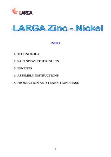 INDEX 1. TECHNOLOGY 2. SALT SPRAY TEST RESULTS 3 ...