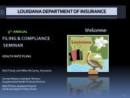 Health Rate Filing - Louisiana Department of Insurance