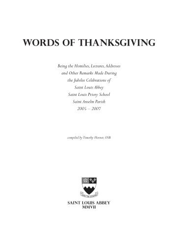 Project1:Words of Thanksgiving Book - Saint Louis Abbey