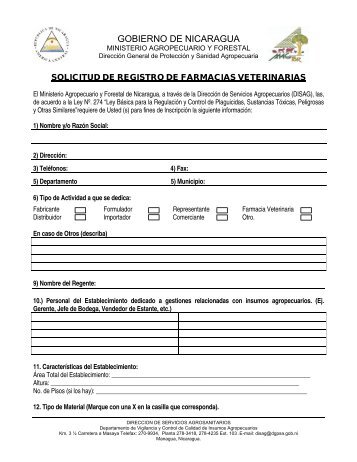 Solicitud de Registro de FARMACIA VETERINARIA - magfor