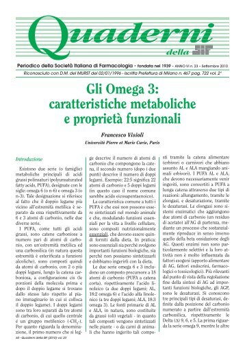 Gli Omega 3: caratteristiche metaboliche e proprietÃ  funzionali - SIF