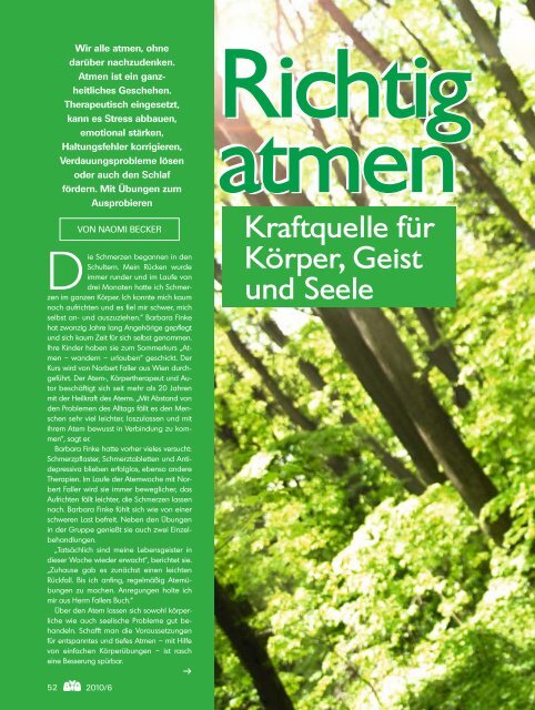 Richtig Atmen – Kraftquelle für Körper, Geist und Seele - atem austria