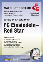 Matchprogramm - Fussballclub Einsiedeln - FC Einsiedeln