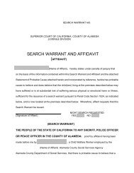 search warrant and affidavit - Alameda County Social Services
