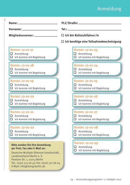 Veranstaltungen 2. Halbjahr 2012 - DMSG Berlin