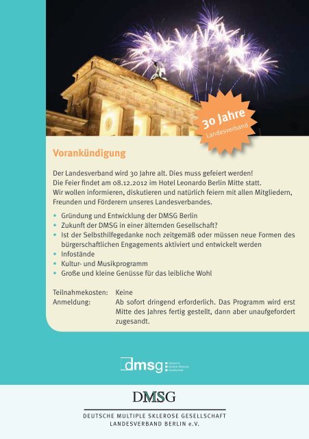 Veranstaltungen 2. Halbjahr 2012 - DMSG Berlin
