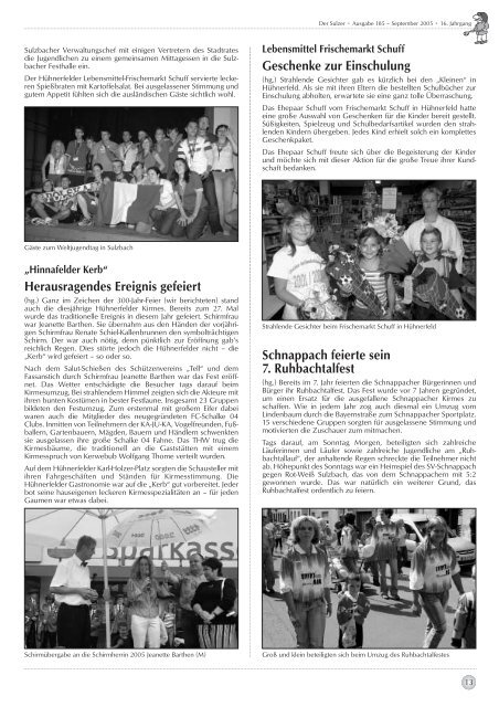 Der Sulzer â€¢ Ausgabe 185 â€“ September 2005 â€¢ 16. Jahrgang